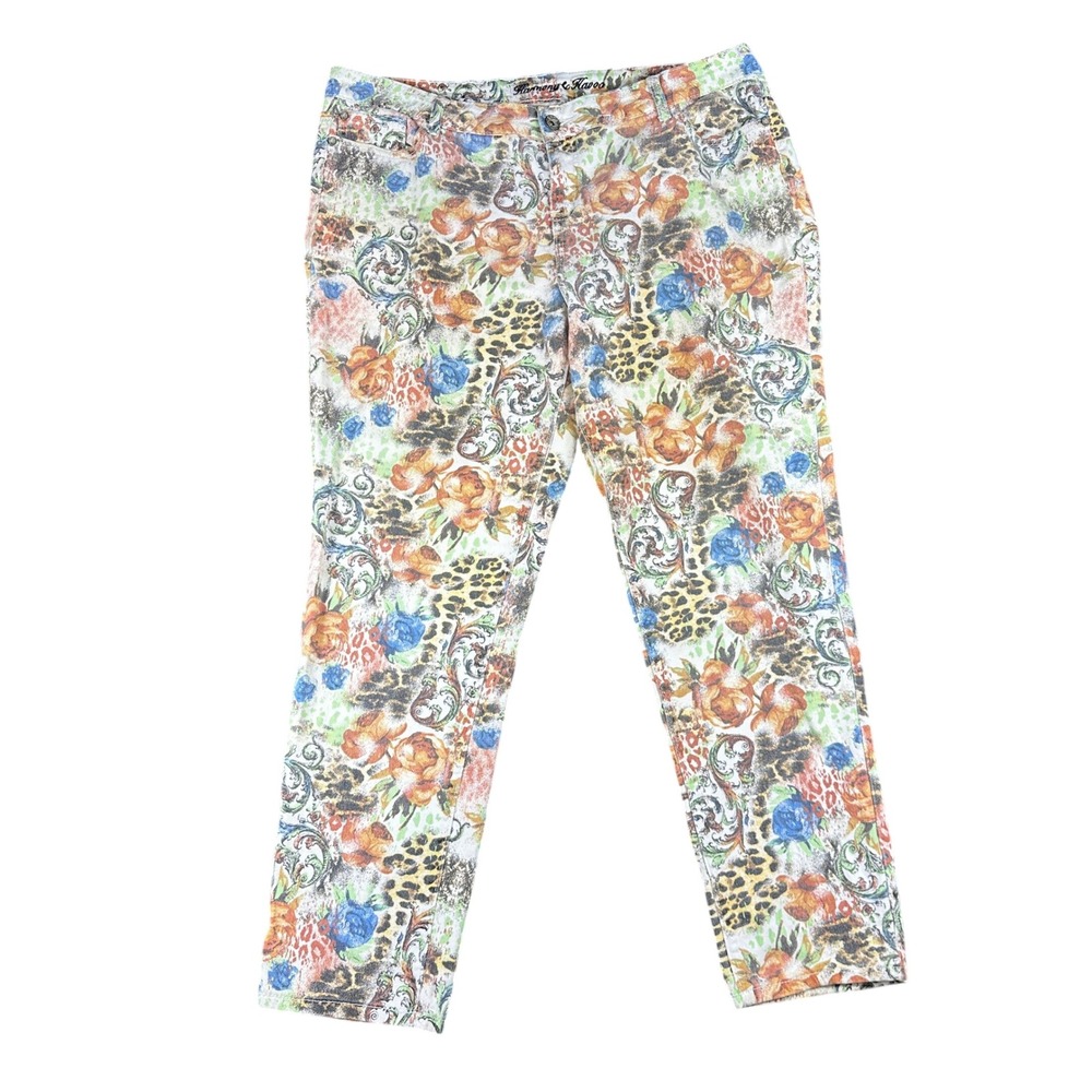 Harmony & Havoc Women 20W Floral Leopard Print Artsy Straight Pants YP4091D94
